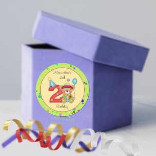 Cute Birthday Bear Age 2 Classic Round Sticker