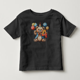 Cute Birthday Bear With Balloons And Party Hat Toddler T-Shirt