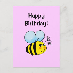 Cute Birthday Bee Card – Hand Drawn Style