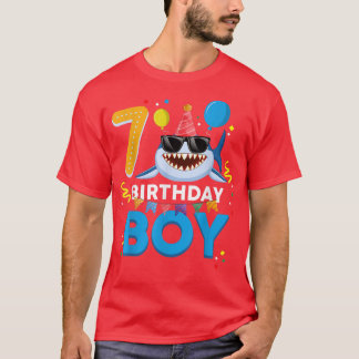 Cute Birthday Boy 7 Years Old Kids 7th Birthday Bo T-Shirt