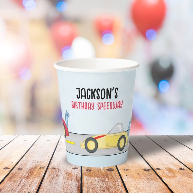 Cute Birthday Boy Custom Race Car  Paper Cups (Creator Uploaded)