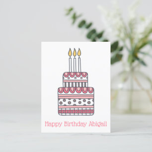 Cute Birthday Cake - Colourful Kids' Birthday Postcard