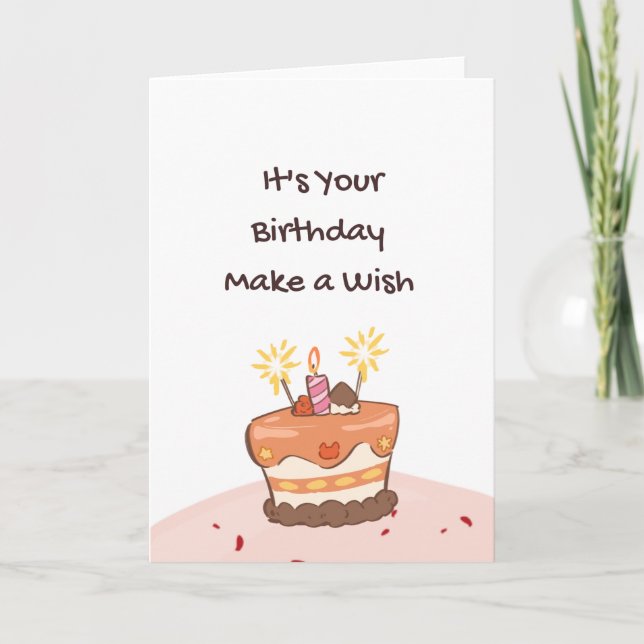 Cute Birthday Cake Greeting Card (Front)