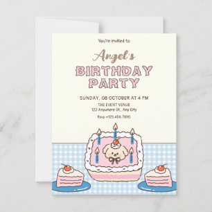 Cute birthday cake invitation