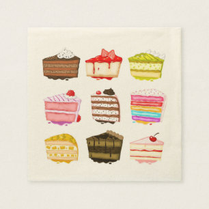Cute birthday cakes colourful cream napkin
