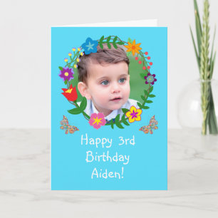 Cute Birthday Card Kids Boys Photo Butterflies
