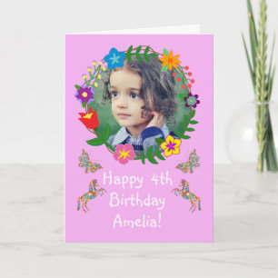 Cute Birthday Card Kids Butterflies Horses Photo