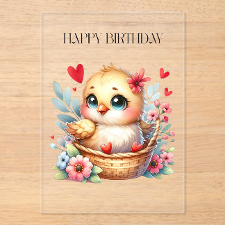 Cute Birthday Chick. Acrylic Invitations