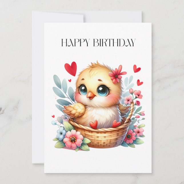 Cute Birthday Chick. Card (Front)