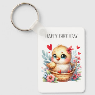 Cute Birthday Chick. Key Ring