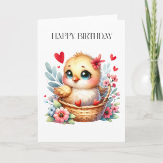 Cute Birthday Chick. Thank You Card