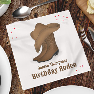 Cute Birthday Cowboy Rodeo Simple Red Bandanna  Napkin