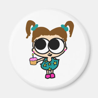 Cute Birthday Cupcake Girl, design by LanaToons Magnet