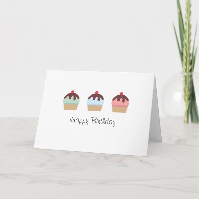 Cute Birthday Cupcakes With Frosting Colourful Card (Front)