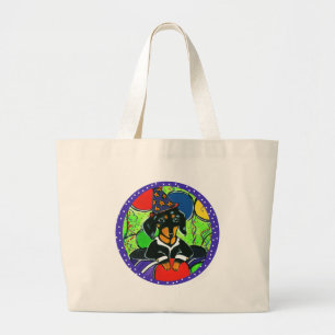 Cute Birthday Dachshund Large Tote Bag