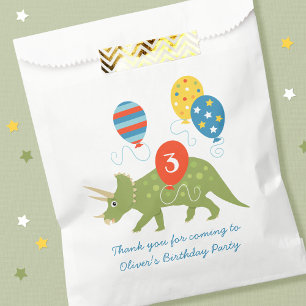 Cute Birthday Dinosaur Triceratops Custom Name Age Favour Bag