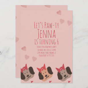 Cute Birthday Dogs Party Valentines  Invitation