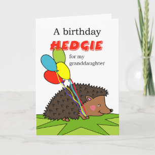 Cute Birthday for Granddaughter Hedgehog Balloons Card