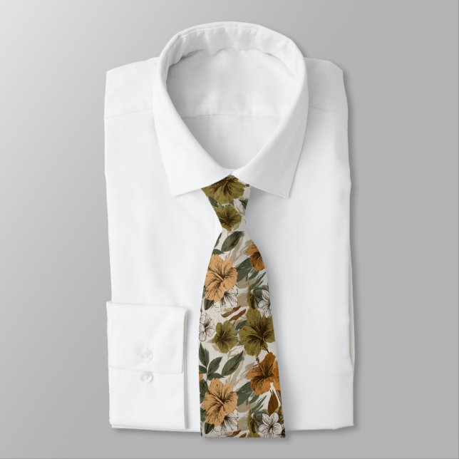 Cute Birthday Gifts For Dad Tropical Floral Tie (Tied)