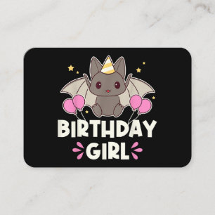 Cute Birthday Girl Bat Graphic Business Card