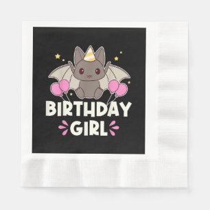 Cute Birthday Girl Bat Graphic Napkin