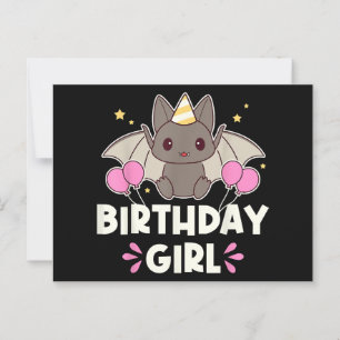 Cute Birthday Girl Bat Graphic Postcard