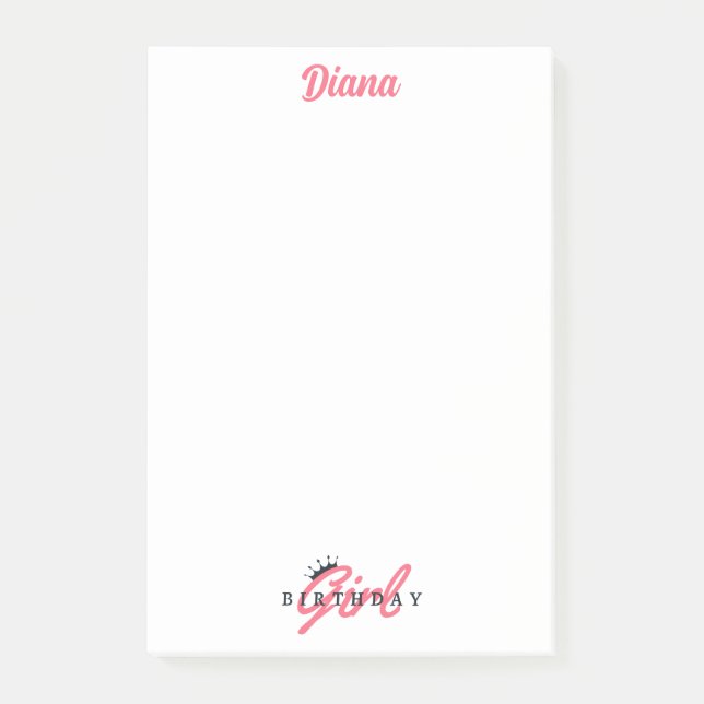 Cute Birthday Girl,Custom Name,Simple Personalised Post-it Notes (Front)