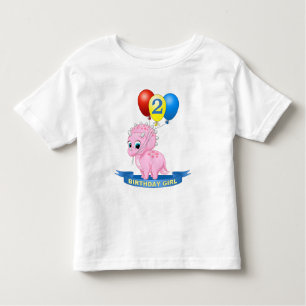 Cute Birthday Girl Pink Baby Triceratops Dino Toddler T-Shirt