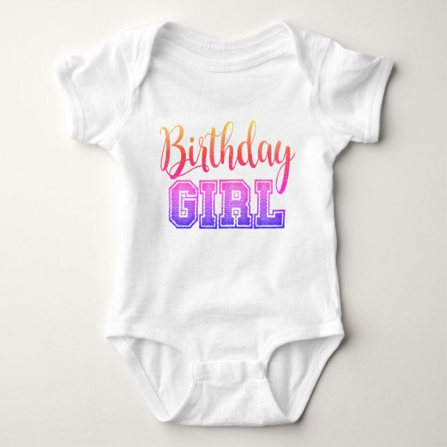 Cute Birthday Girl Quote Pretty Neon Baby Bodysuit (Front)