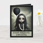 Cute birthday girl with balloon customizable  card<br><div class="desc">Cute birthday girl with balloon customizable Card on all text personalize it for the recipient,  black and cream esthetic</div>