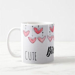 Cute Birthday girl with watercolor heart Coffee Mug