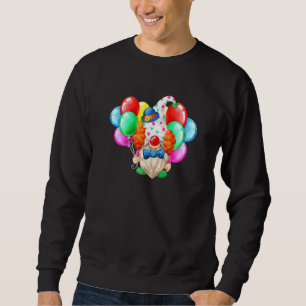 Cute Birthday Gnome In Clown Costume With Colourfu Sweatshirt