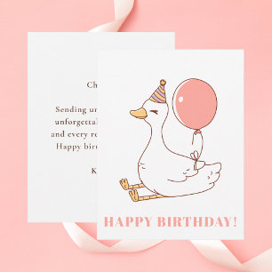 Cute Birthday Goose Colourful Funny For Her Card