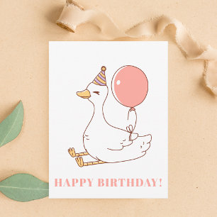 Cute Birthday Goose Modern Colourful Simple Postcard