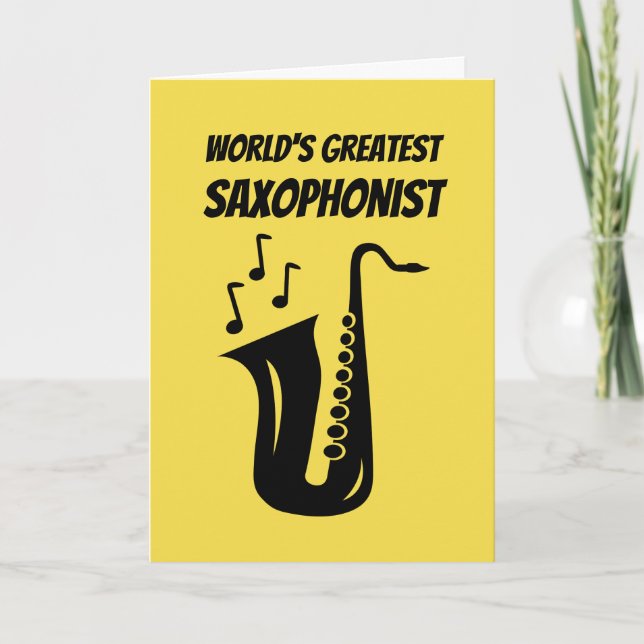 Cute Birthday greeting card for saxophone player (Front)
