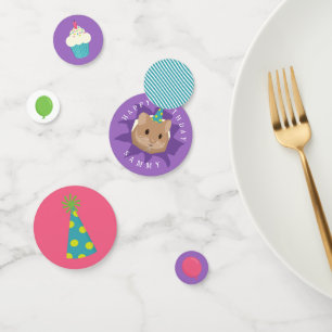 Cute Birthday Hamster peeking through hole Confetti
