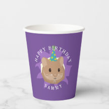 Cute Birthday Hamster peeking through hole