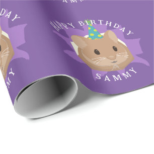 Cute Birthday Hamster peeking through hole Wrapping Paper