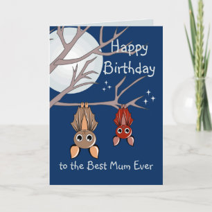 Cute Birthday Hanging Bats Folded Greeting Card