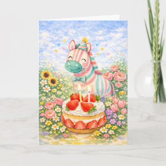 Cute Birthday Horse Card – Watercolor Animal 
