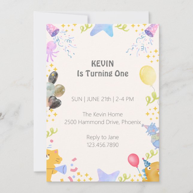 Cute Birthday Invitation For Kids (Front)