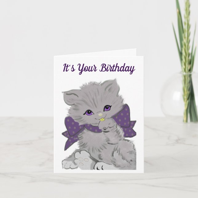 Cute Birthday Kitten Greeting Card (Front)