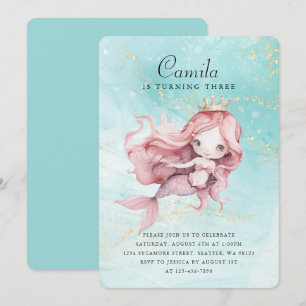 Cute Birthday Mermaid Invitation