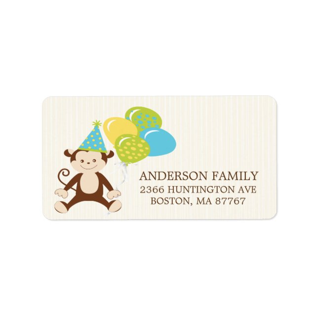 Cute Birthday Monkey Return Address Label (Front)