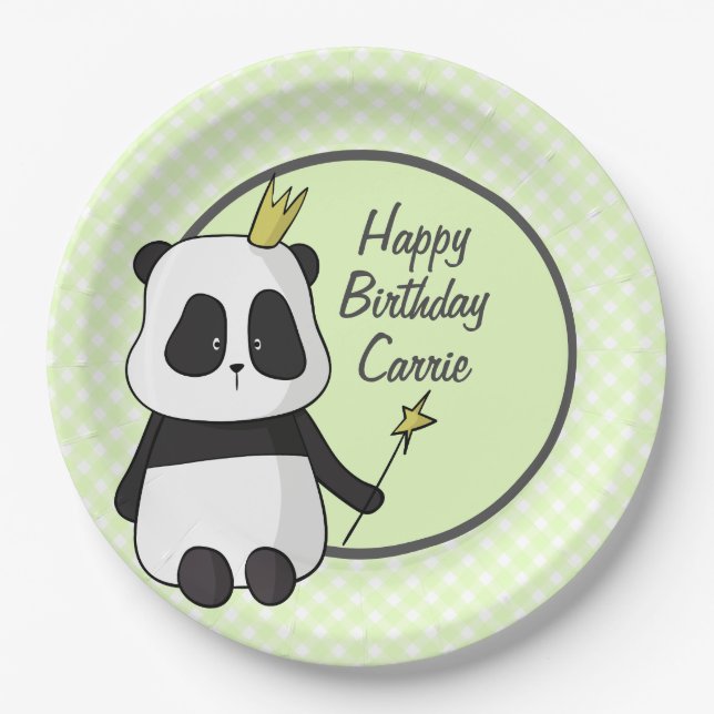Cute Birthday Panda Paper Plate (Front)