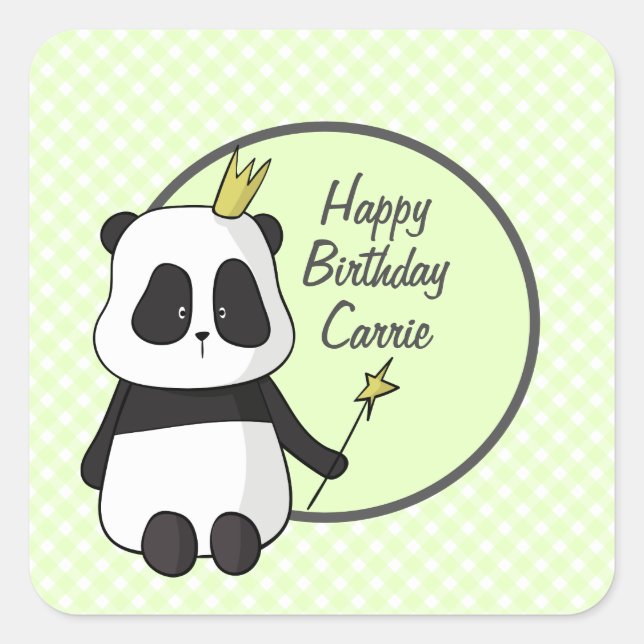 Cute Birthday Panda  Square Sticker (Front)