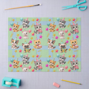 Cute Birthday Party Cats Wrapping Paper Kawaii K