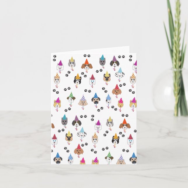 Cute Birthday Party Dogs Pattern Card (Front)