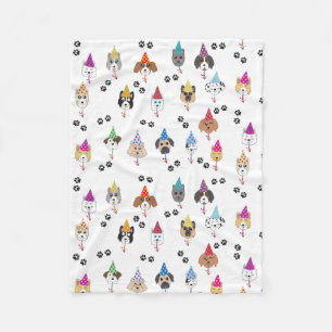 Cute Birthday Party Dogs Pattern Fleece Blanket