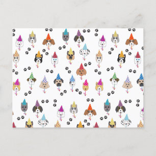 Cute Birthday Party Dogs Pattern Holiday Postcard